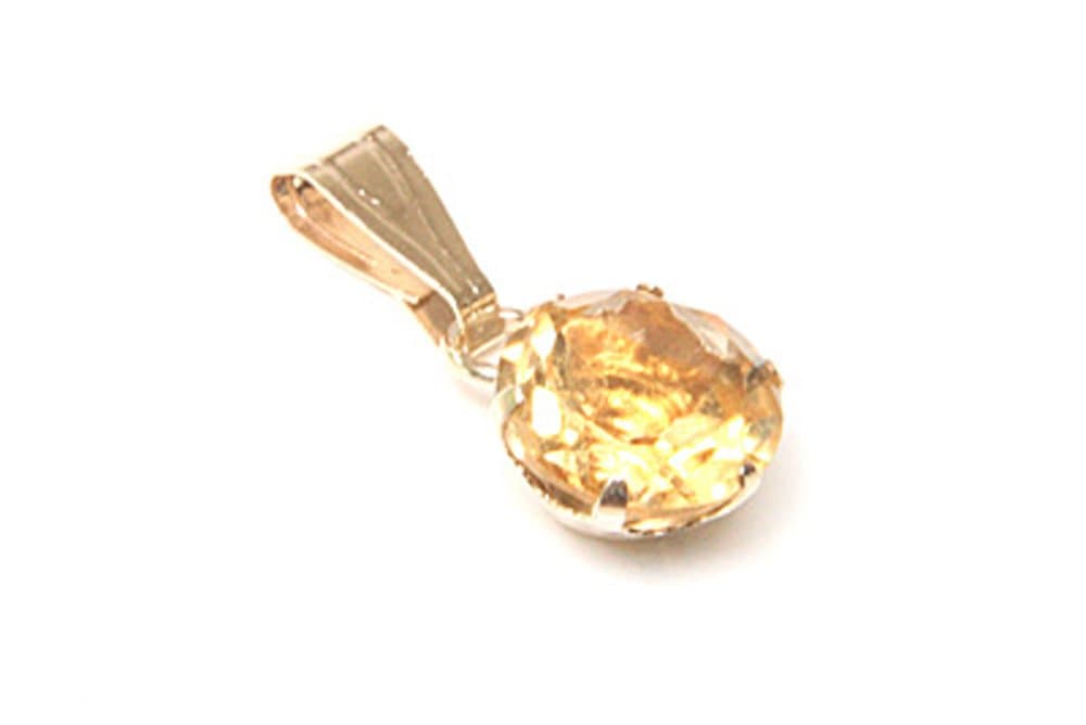 9ct Gold Citrine Round Drop Pendant without chain