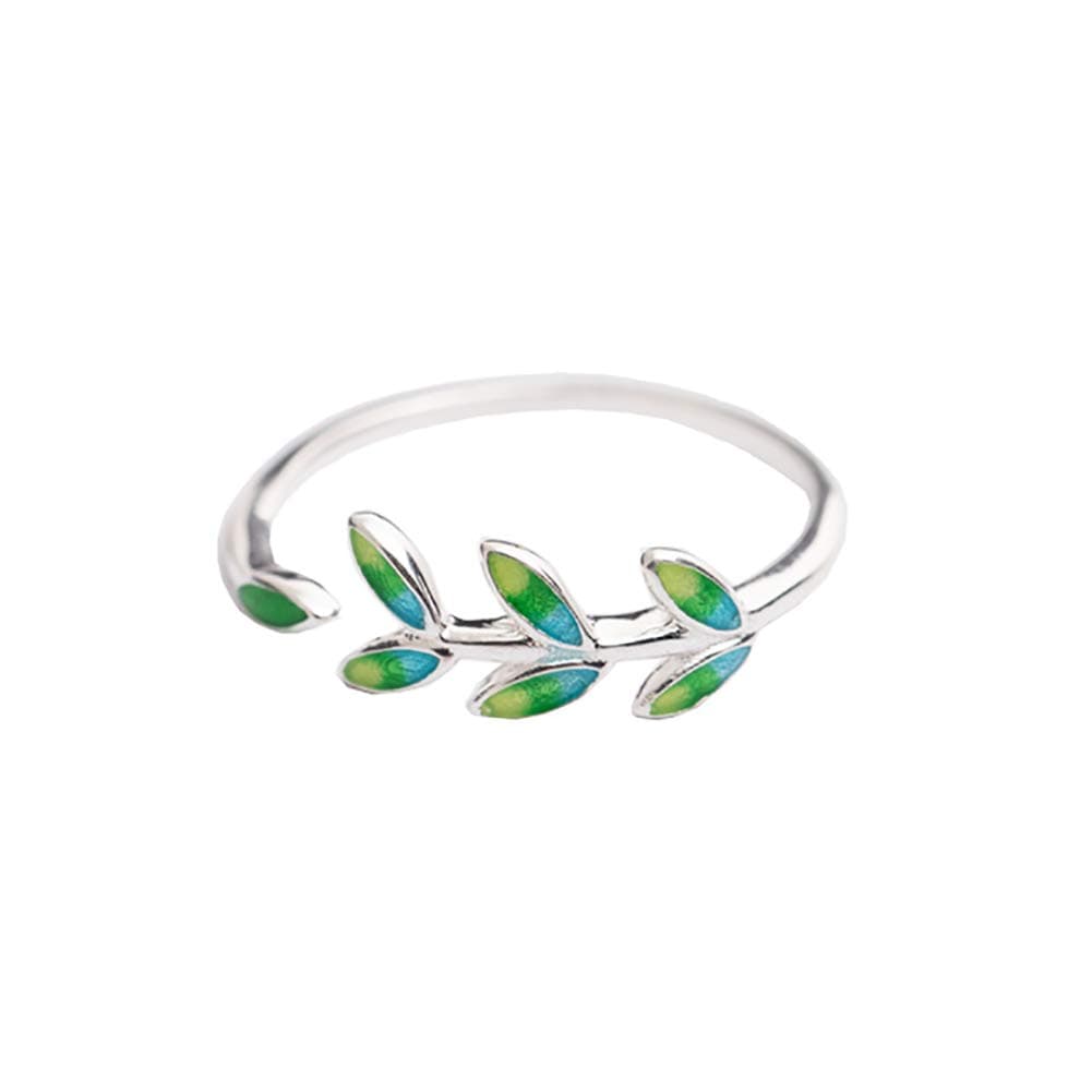 CAOLATORCAOLATOR 925 Sterling Silver Turquoise Gemstone Leaf Adjustable Ring for Women