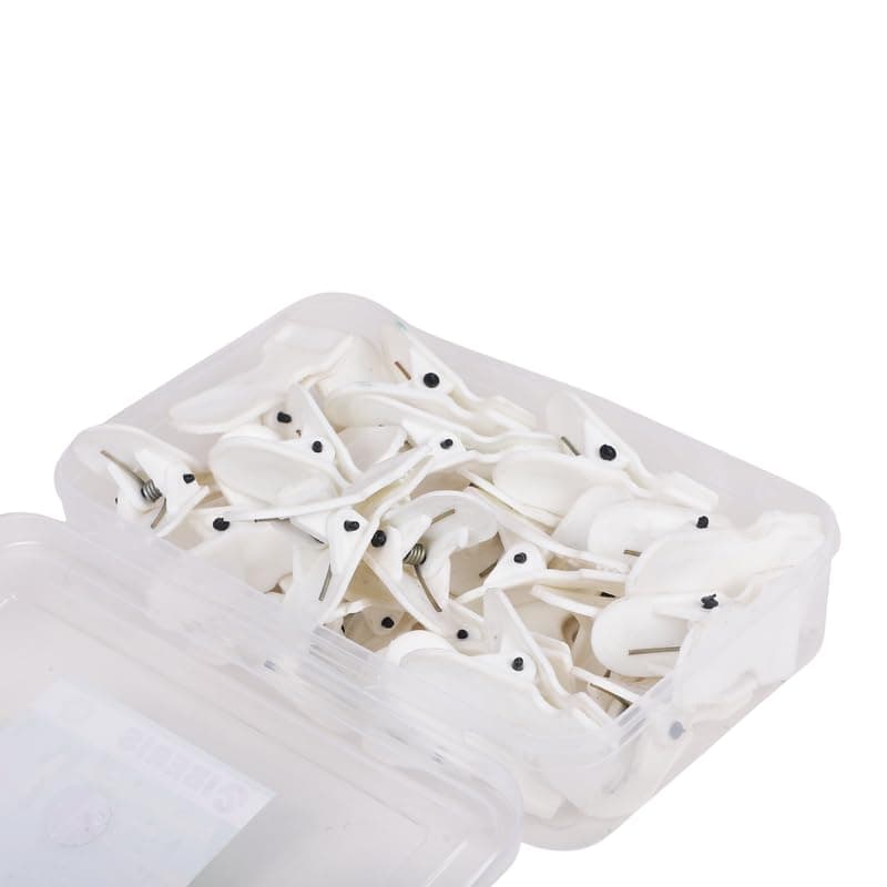 IBERIS Ditch Premium Cloth Clips for Drying Clothes - Multipurpose Clothes Pins for Indoor & Outdoor Use - Strong Durable Clips for Clothes Hanging, Organizing with Storage Box (White, 12 Pcs)