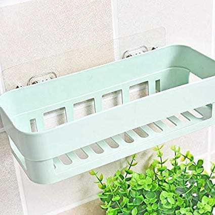 HEMJEX Plastic Bathroom Storage Shelf Organization with Rack Basket with Self Stick for Shampoo; Conditioner and Soap