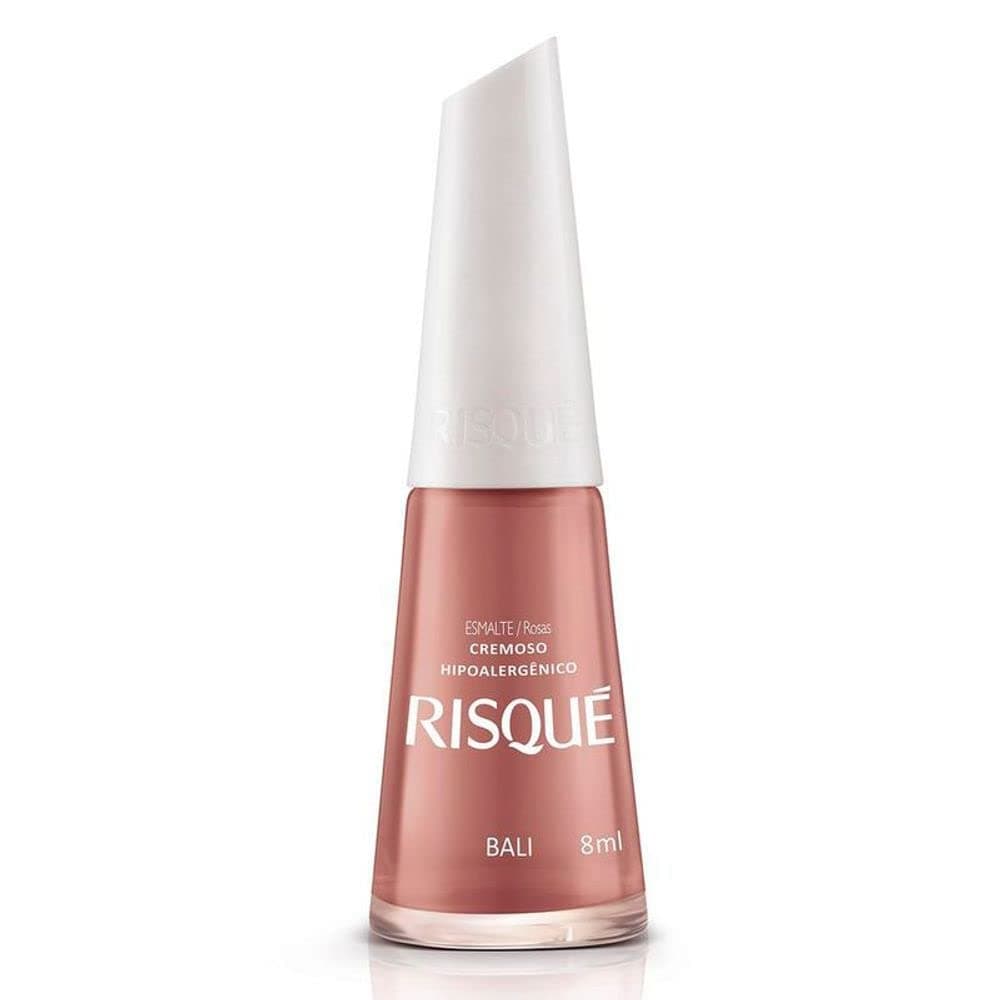 Nail Polish Risque Rose Nude | Esmalte de Unhas | Fast Dry, Hypoallergenic, Long-Lasting, Extra Sparkle, Made in Brazil | Bali, 0.3 oz, 8ml