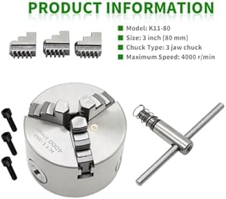 Yunnergo K11-80 3 Inch 3 Jaw Self Centering Lathe Chuck