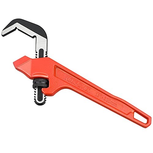 MAXPOWER 12" Offset Hex Wrench Hex Hole Pipe Wrench with Adjustable Smooth Cr-Mo Hook Jaw Adjustable Offset Hex Jaw Wrench Fits 1-1/8" to 2-5/8" Capacities