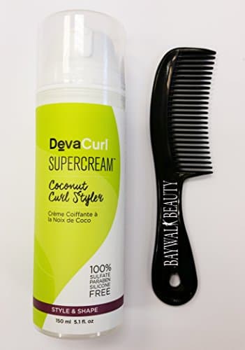 Deva Curl Supercream Coconut Curl Styler Cream, 5.1 Ounce With FREE Shower Comb
