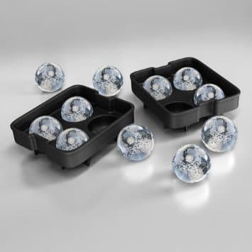 Bakerolla Sphere Ice Ball Maker Mold - Made of Silicone - Makes Perfectly Shaped Ice Balls for Drinks and Beverages - 4 by 4.5cm Ball Capacity - Black