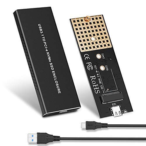 M.2 NVME Enclosure, Electop USB 3.1 to Type C Adapter PCIe 10Gbps Gen 2 ,Support Most PCIe NVMe M.2 M Key SSD of 2230/2242/ 2260/2280,Solid Mobile Hard Disk Box