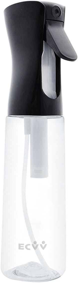300ml Continuous Spray Bottle Plastic Empty Hair Mist Sprayer Ultra Fine Water Mister for Hairstyling Cleaning Salons Plants Pet Care (Transparent Black)