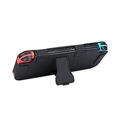 Newmag Nintendo Switch Case Leather Protective Flip Case Cover with Built-in kickstand,9H Hardness HD Glass Screen Protector,Shock-Absorption and Anti-Scratch Design for Nintendo Switch (Black)