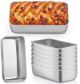 P&P CHEF Loaf Pan Set, 9 x 5 Inch Bread Pans, Stainless Steel Loaf Toast Baking Pans For Bread Meatloaf Lasagna Cake, Healthy & Non Toxic, Oven Safe& Easy Clean, (Silver, 8Pcs)