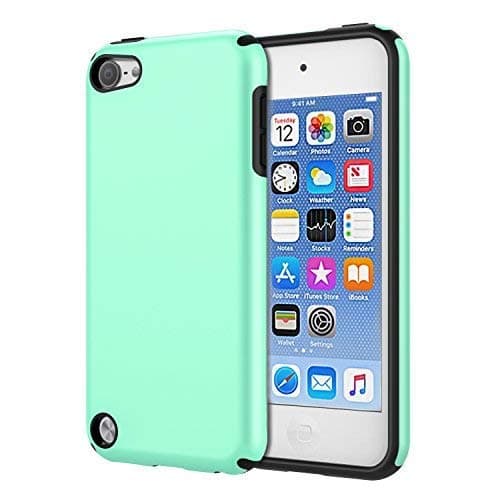 KELIFANG Case Compatible with iPod Touch 7, 6 and 5, Ultra Slim Full Body Protective Case with Dual Layer Shockproof TPU Bumper Hard Back Cover Compatible with 7th/6th/5th Generation, Green