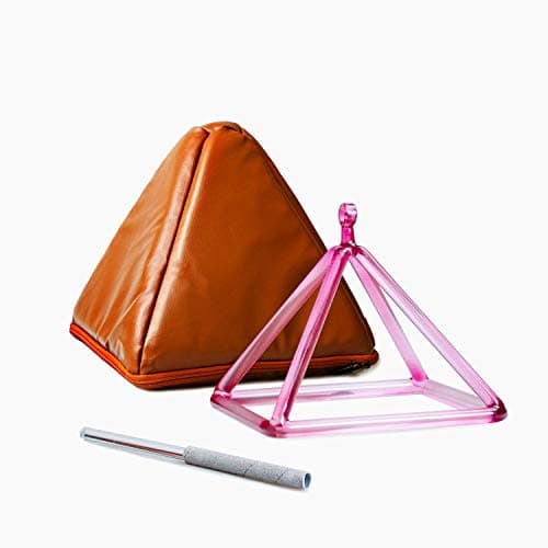 TOPFUND Clear Crystal Singing Pyramid 5 inch with Artificial Leather Carrying Case
