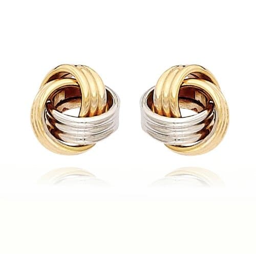 14k Two-tone Love Knot Stud Earrings
