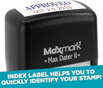 MaxMark Self-Inking Rubber Date Office Stamp with RECEIVED Phrase BLUE INK & Date RED INK (Max Dater II), 12-Year Band