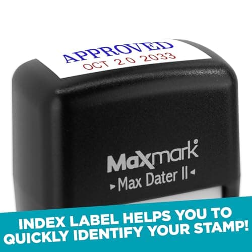 MaxMark Self-Inking Rubber Date Office Stamp with RECEIVED Phrase BLUE INK & Date RED INK (Max Dater II), 12-Year Band