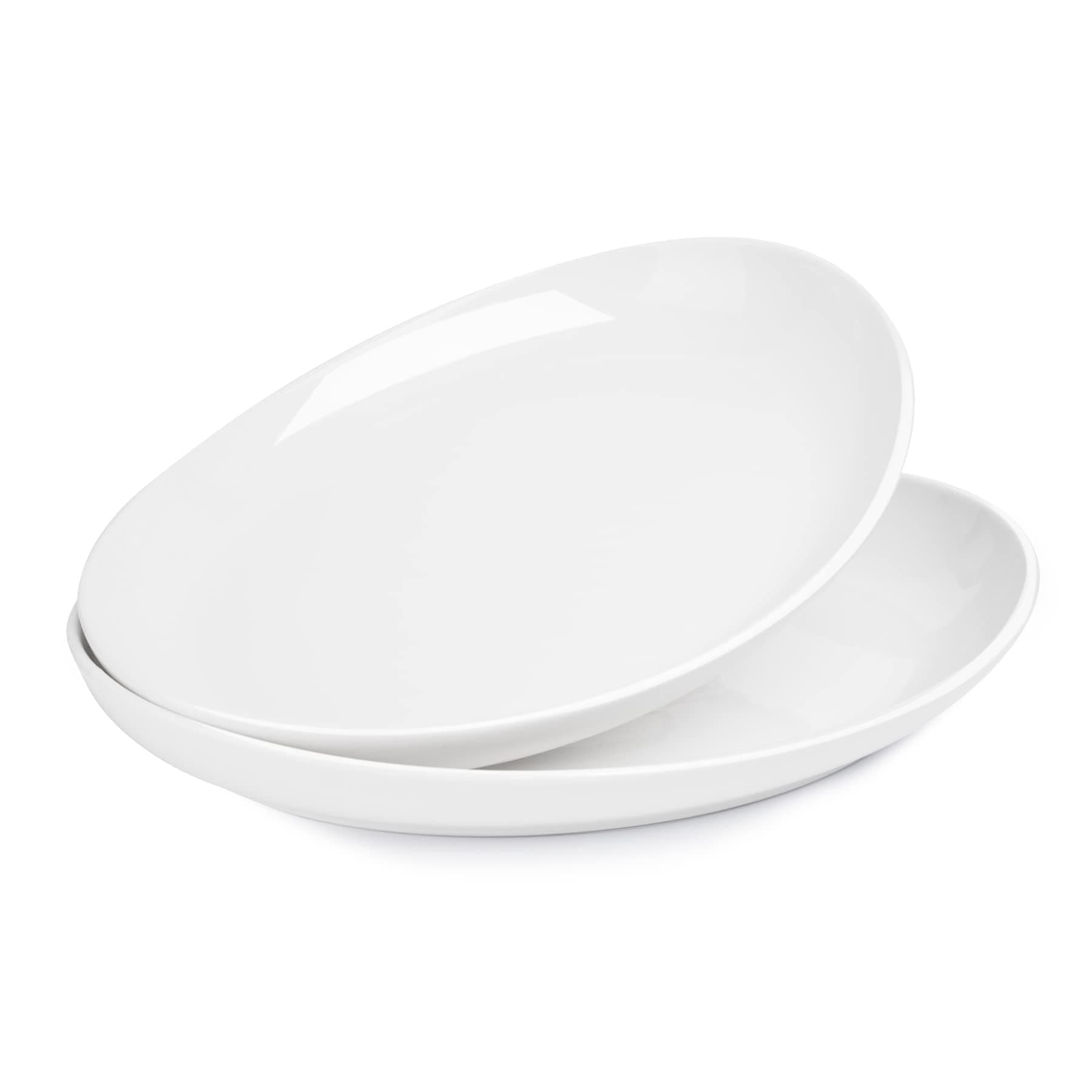 2-Pack Porcelain Oval Serving Platters, White High-Grade Durable Professional, 14.5 Inch 2.0 Count