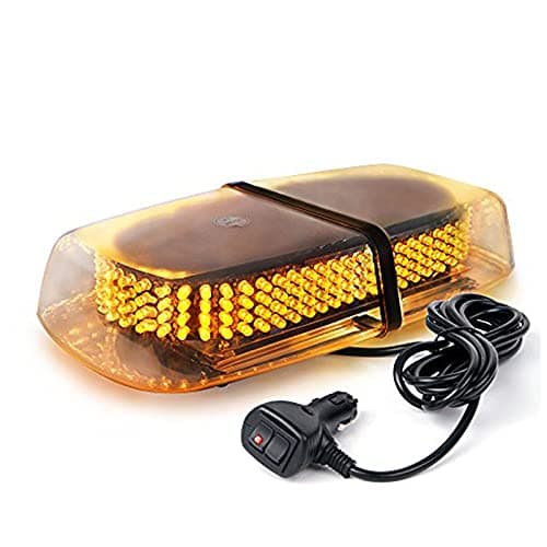 wecade 12V Strobe Light LED Emergency Flashing Visor Light for Trucks SUV Cars Construction Vehicles 18 Flash Patterns Windshield Hazard Warning Safety Flasher Amber White (Amber)