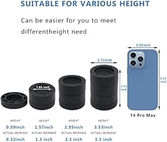 4 Sets Furniture Risers 1 Inch Black Bed Risers, Heavy Duty Bed Lifts Risers for Table, Sofa, Couch, Desk, Adjustable Bed Frame Risers Supports Up to 1,300 Lbs