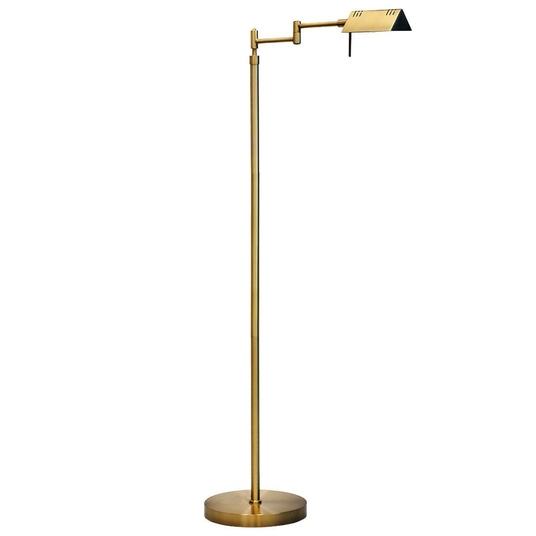 O'Bright Dimmable LED Pharmacy Floor Lamp, 12W LED, Full Range Dimming, 360 Degree Swing Arms, Adjustable Heights, Standing Lamp for Reading, Sewing, and Craft, ETL Listed, Antique Brass (Gold)
