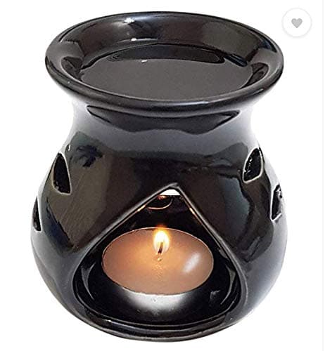 Black Oil Burner,Aromatherapy Candle Holder, Aromatherapy Diffuser,Ceramic Essential Oil Burner,Handmade Oil Warmer, Pottery Oil Warmer