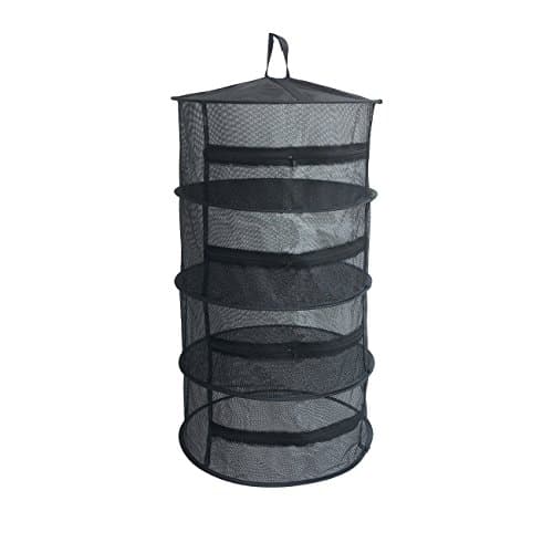 Herb Drying Net w/Zippers Herb Dryer Mesh Tray Drying Rack (D18 xH35.5 4-Tier, Black)