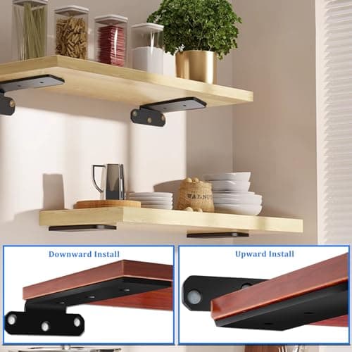 6 inch Hidden Floating Shelf Brackets (4 Packs), Easy Install, 0.2inch Heavy Duty Wall Mounted Modern Iron Shelving Brackets for Wood Shelves Support DIY, Industrial Metal Complete Mounting Hardware