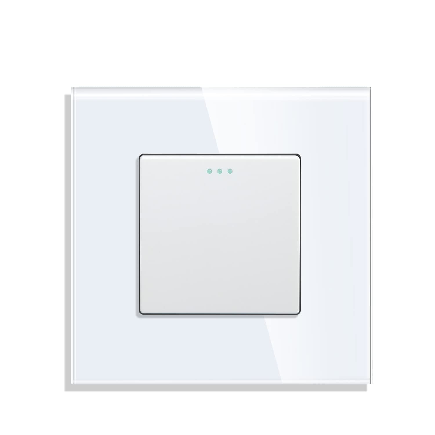 CNBINGO Light Switch,Rocker Button Switch Modern Wall Switch with Phosphor Dots, Tempered Glass Panel