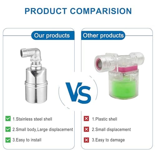 Mornajina 1/2" 3/4" 1" Automatic Float Valve, 304 Stainless Steel Fully Automatic Water Level Control Float Valve, Auto Shut Off Ball Mini Float Valve for Pool, Fish Tank, Livestock Troughs, Pond