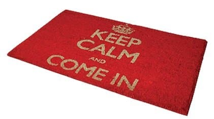 Keep Calm and Come in Coir Door Mat (Red) Pack of 2