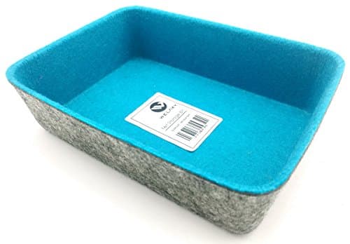 Welaxy Felt Office Drawer Organizer bin Tray Drawer Divider Small Boxes for organizing Drawers (Turquoise)