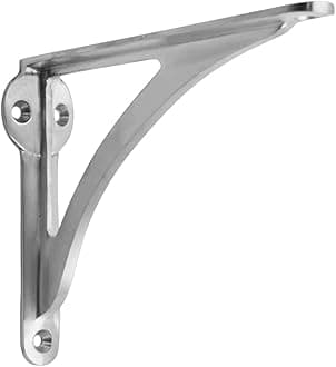 STYLENT Decor Decorative Brass Shelf Bracket, Heavy Duty and Antique Shelf Bracket for Shelving Modern L Shaped Design (Pack of 1) ( Brushed Nickel, 7 Inches)