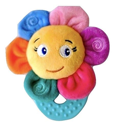 Wristy Buddy Teething Ring for Babies 0-6 8 10 12 Months | Cute Soft Flower Teething Toys & Gloves | Baby Teething Relief Toy Pack | Infant Chew Toys for 3-6 Months, 1 2 3 Years