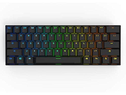 CORN 61Keys Mechanical Gaming Keyboard 60% True RGB Backlit - Wired/Wireless Bluetooth 5.0 PBT Type-c Up to 8 Hours Extended Battery Life, Full Keys Programmable (Gateron Brown, Black)