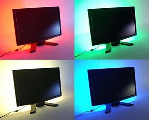 Led USB Colour Changing TV Backlight Kit Static/Flash/Strobe/Fade/Smooth Mode RGB IP65 Low Voltage Adjustable Speed/Brightness & Remote (Powermaster S8022)