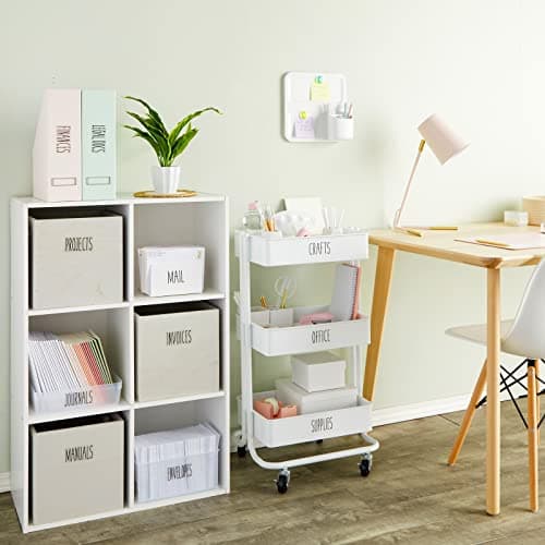 Talented Kitchen 138 Office and Craft Labels for Organizing School Supplies, Household, Work Folders, All Caps Preprinted Stickers for Storage Bins, Basket Organization