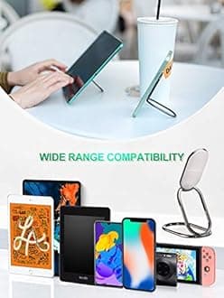 Phone Ring Holder Finger Kickstand 360°Rotation Cellphone Back Grip Foldable Cell Phone Stand for Desk Compatible with iPhone iPad Smartphones Tablets (Gun Black)