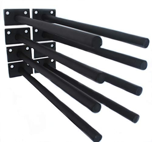 8 Pcs 10" Black Solid Steel Floating Shelf Bracket Blind Shelf Supports - Hidden Brackets for Floating Wood Shelves - Concealed Blind Shelf Support – Screws and Wall Plugs Included