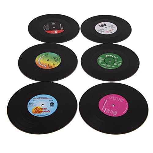 6PCS Drinks Holder Mat Tableware Placemat D4 Vinyl Coaster Groovy Record Cup