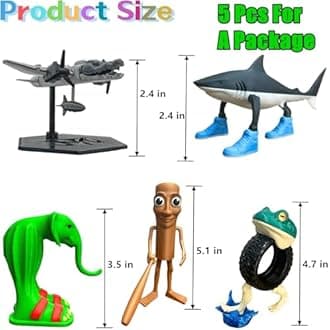 ULTHOOL Tralalero Tralala Action Figure Set, Italian Brainrot Shark Meme Figures Toys, Tung Tung Tung Sahur Animals Dolls, Creative 3D Collectible Toy Gifts for Fans