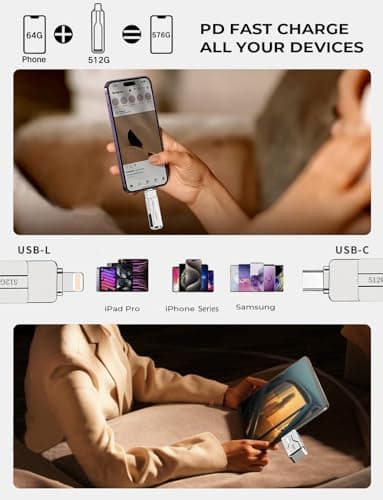 SCICNCE 512GB Flash Drive Intended for iPhone iPad, Memory Stick Storage for Photos and Videos Backup, Compatible with iPhone iPad Android PC, Plug and Play, No Application Required (Metal Silver)