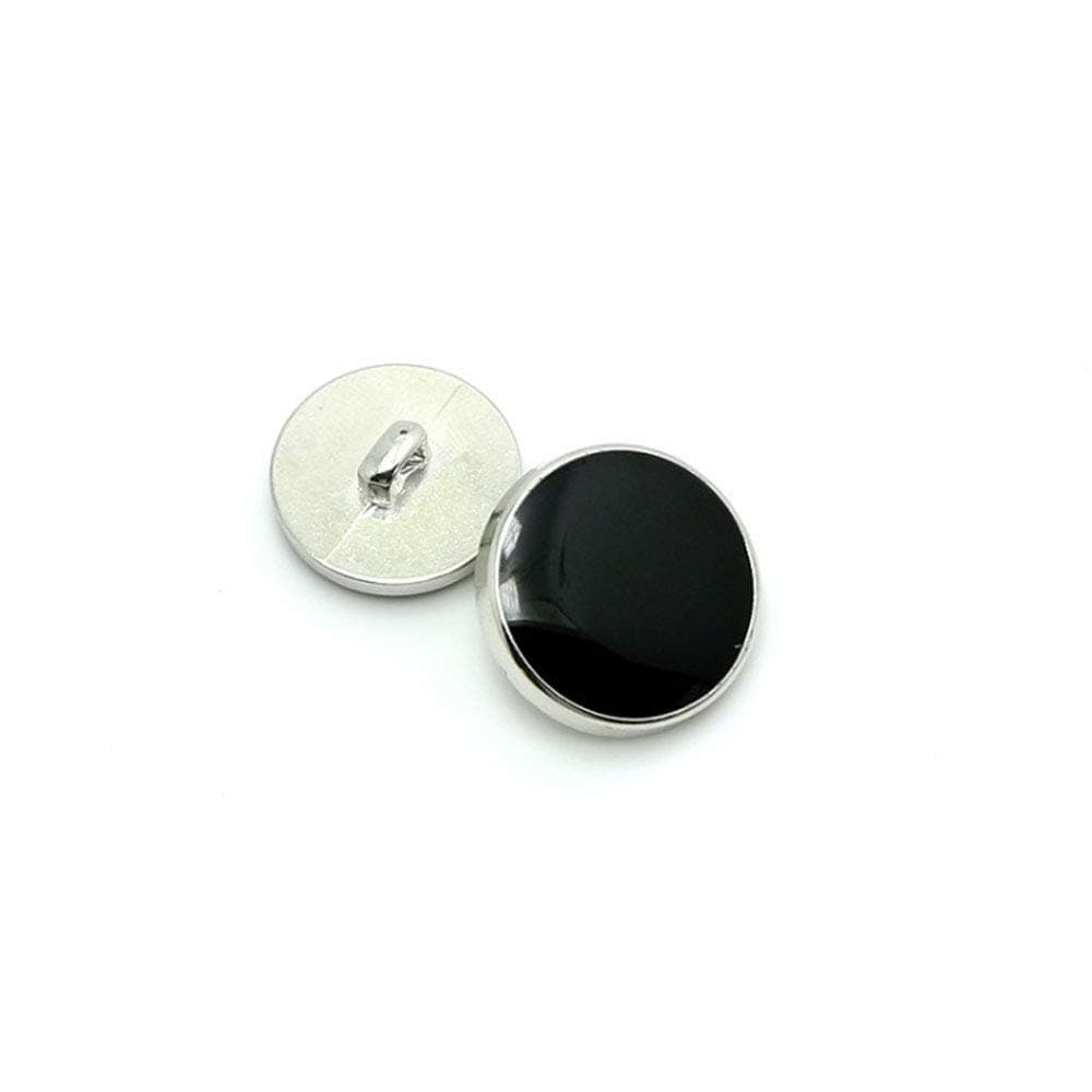100Pcs Clothes Button - Fashion Black Glazed Button Set Sewing Button for Blazer, Coat, Uniform, Shirt, Suit and Jacket (Silver, 25mm)
