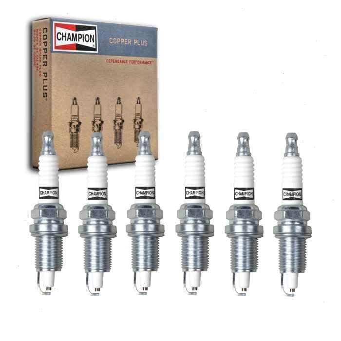 6 pc Champion Copper Plus Spark Plugs compatible with Jeep Grand Cherokee 4.0L L6 1999-2004