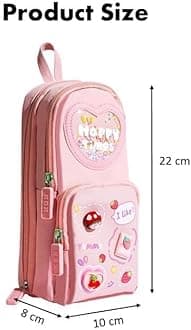 Kiddie Galaxia All School Bag Pencil CASE Big Size Mix, Purple Or Pink Happy Time Pencil Case, S, Pencil Case