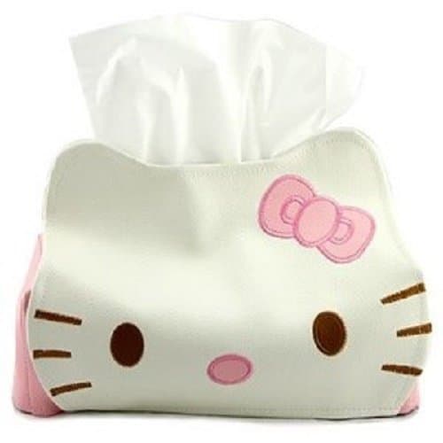 GlobalEdge Hello Kitty Head Shaped Tissue Box Cover for Home Office Car Fits a Standard Tissue Box