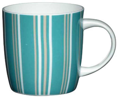 KitchenCraft Mugs Fine Bone China Stripe Barrel Mug, Blue