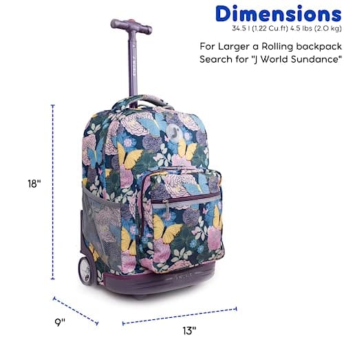 Sunrise Rolling Backpack Secret Garden One Size