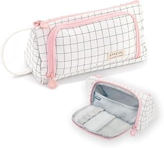 EASTHILL Big Capacity Pencil Case Large Pencil Pouch Stationery Pen Bag for Teen Girls-Green (Zoom White)