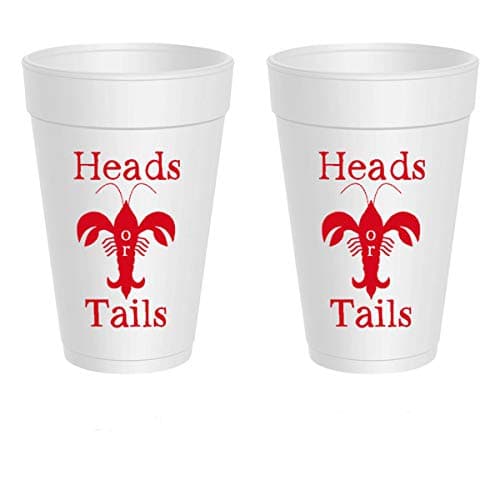 Crawfish Styrofoam Cups - Heads or Tails
