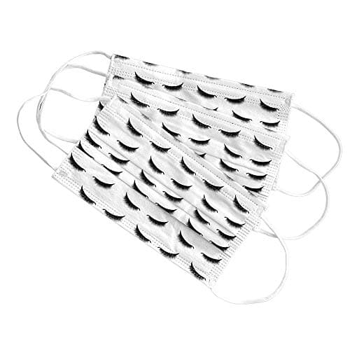 Volume Lash Print Disposable Face Mask | 50 Pack | Lash Eyelash Pattern Printed 3D Volume Design for Lash Care Artist Technician