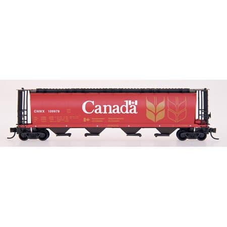 Z Scale Cylindrical Covered Hopper, CNWX/Red Canada