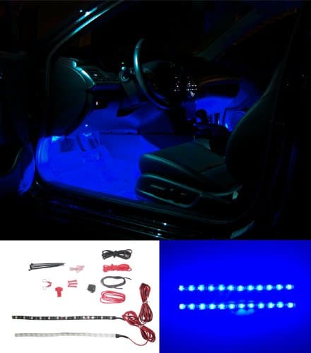 Blue Vehicle Interior LED Light Kit - Under-Seat & Under-Dash Glow - Includes